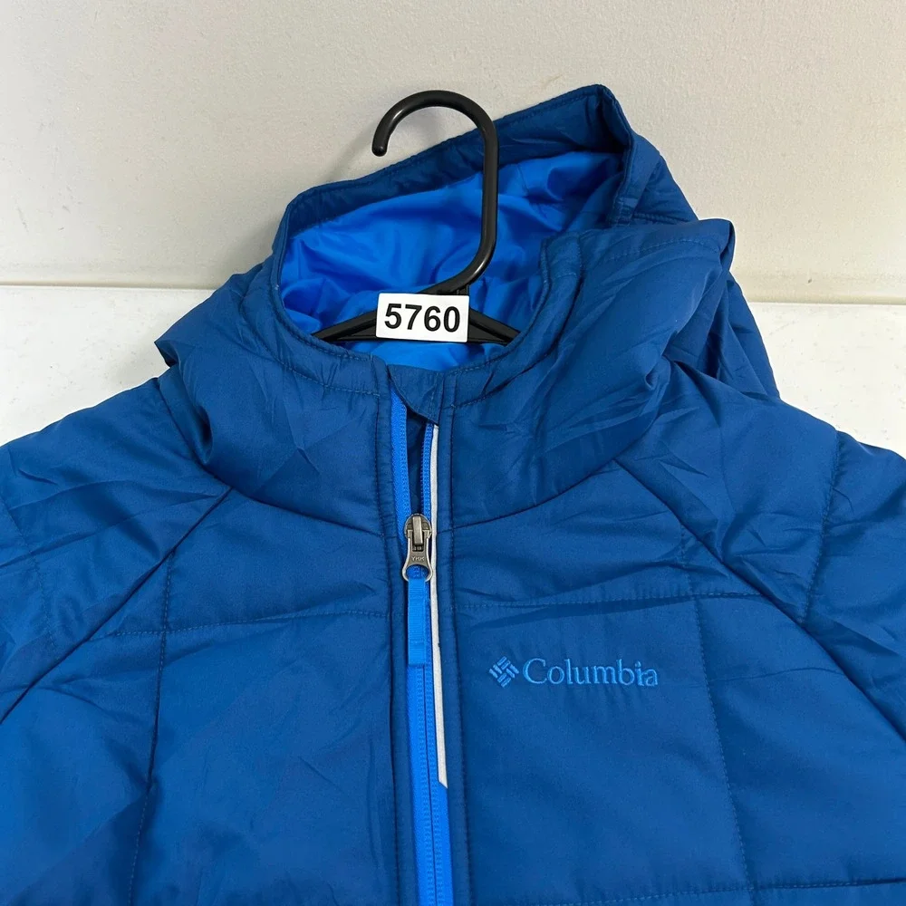 Columbia Youth Large 14/16 Blue Colorblock Hooded Puffer Jacket Insulated Coat
